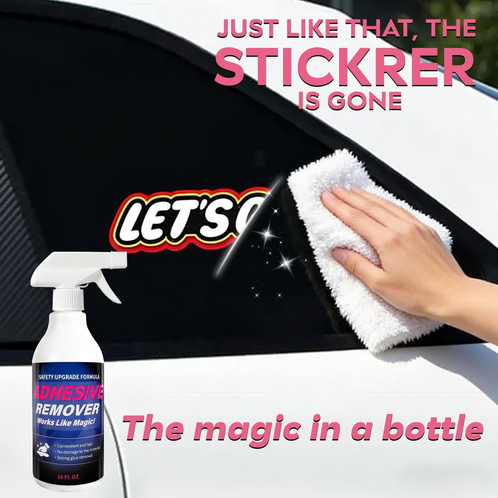 Heavy Duty Adhesive Remover Spray – Sticker Eraser for Cars, Glass, Metal & Plas