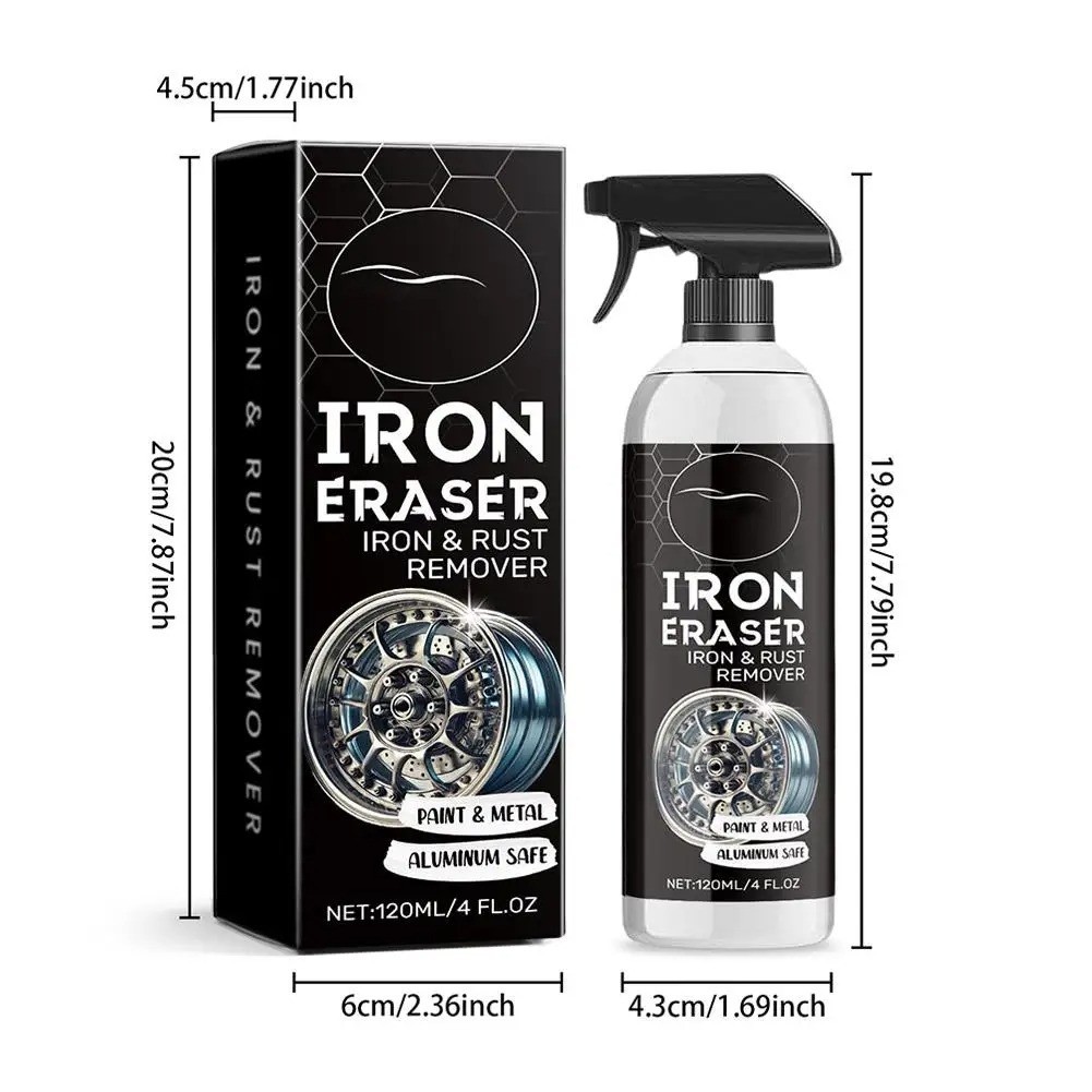 Iron Eraser Rust Remover Spray, Car Wheel Paint Brake Dust Fast Cleaner 120ML US