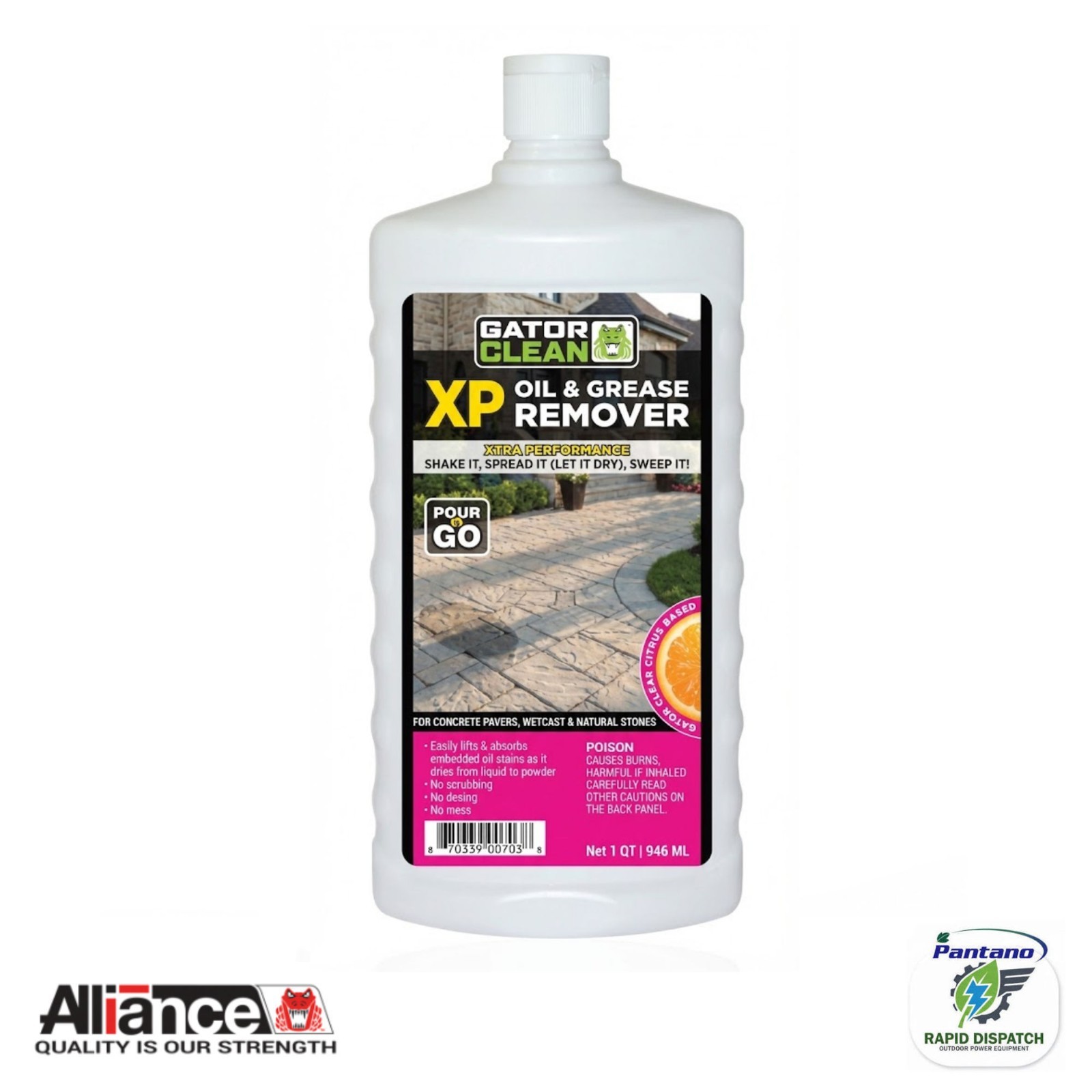 Gator XP Oil & Grease Remover for Pavers & Stone 1QT Alliance Shake Spread Sweep