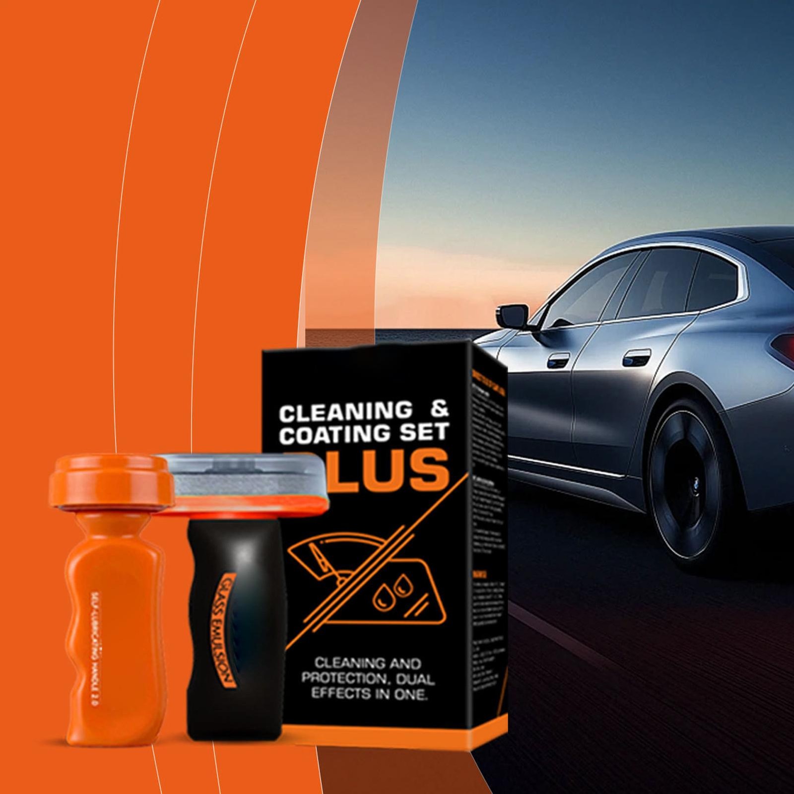 Car Glass Oil Film Remover Cleaning Emulsion 2-in-1 Anti-Glare Hydrophobic Brush