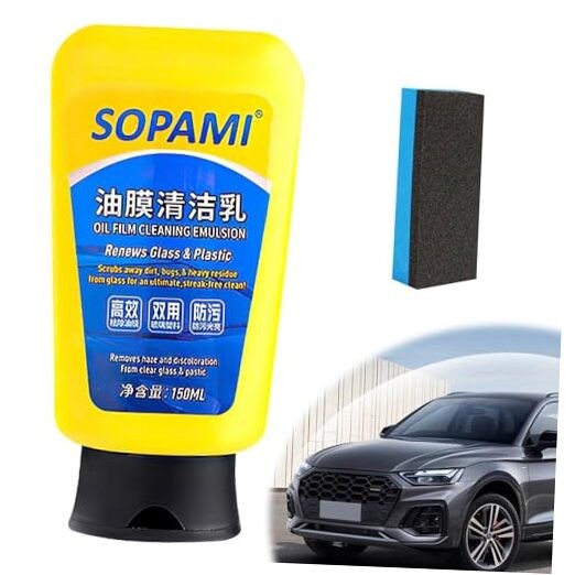 Sopami Oil Film Cleaner – Glass Cleaner, Auto Glass Oil Film Remover, Quick