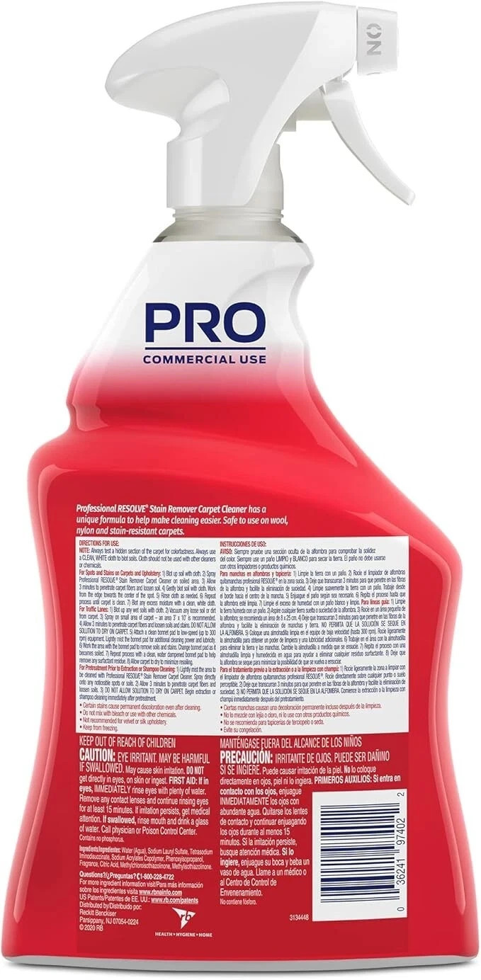 Resolve Professional Strength Spot & Stain Carpet Cleaner, Red, 32 Fl Oz 1 Pack