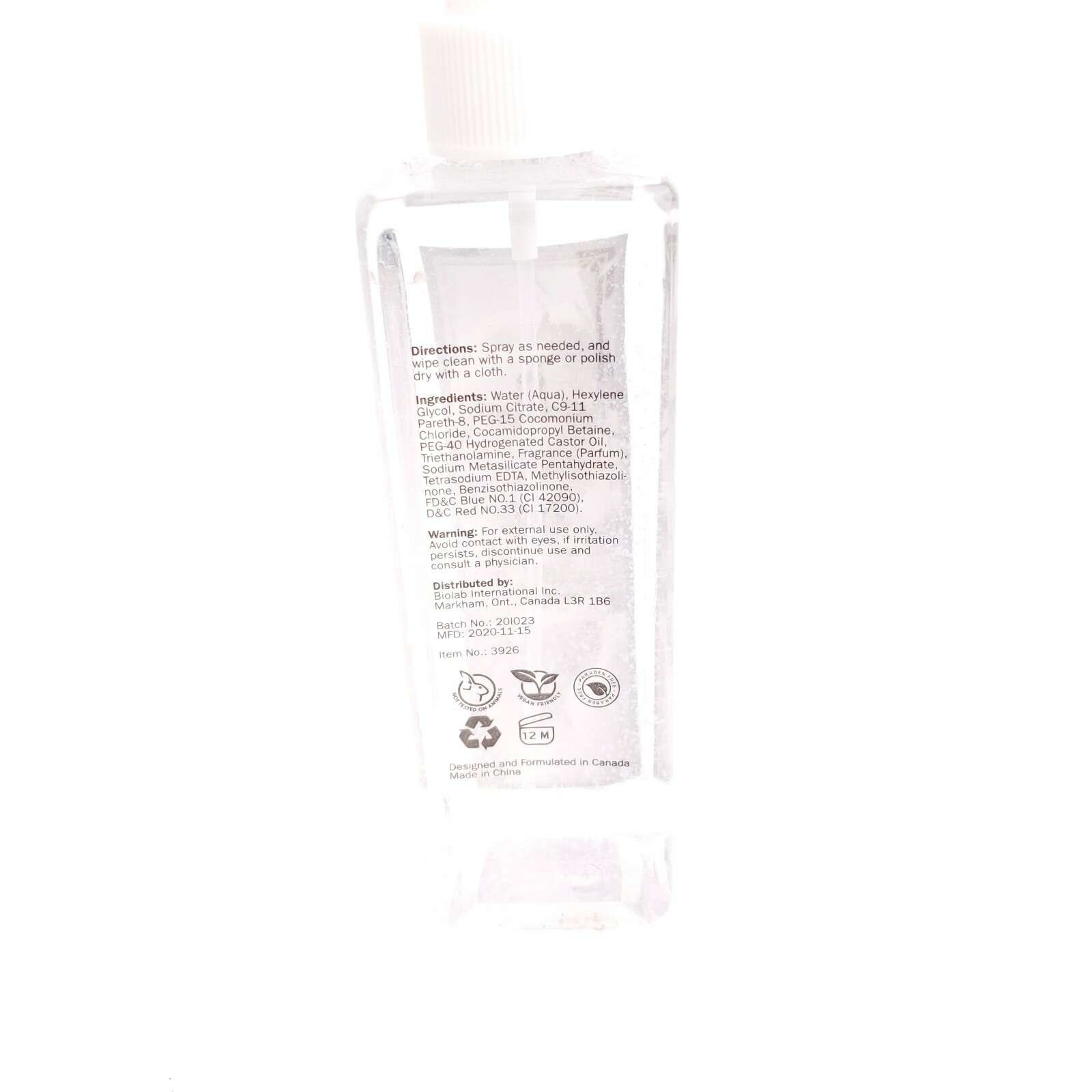 Pure Passion White Cotton All Purpose Cleaner 8.4oz Missing Top Cap USA Seller