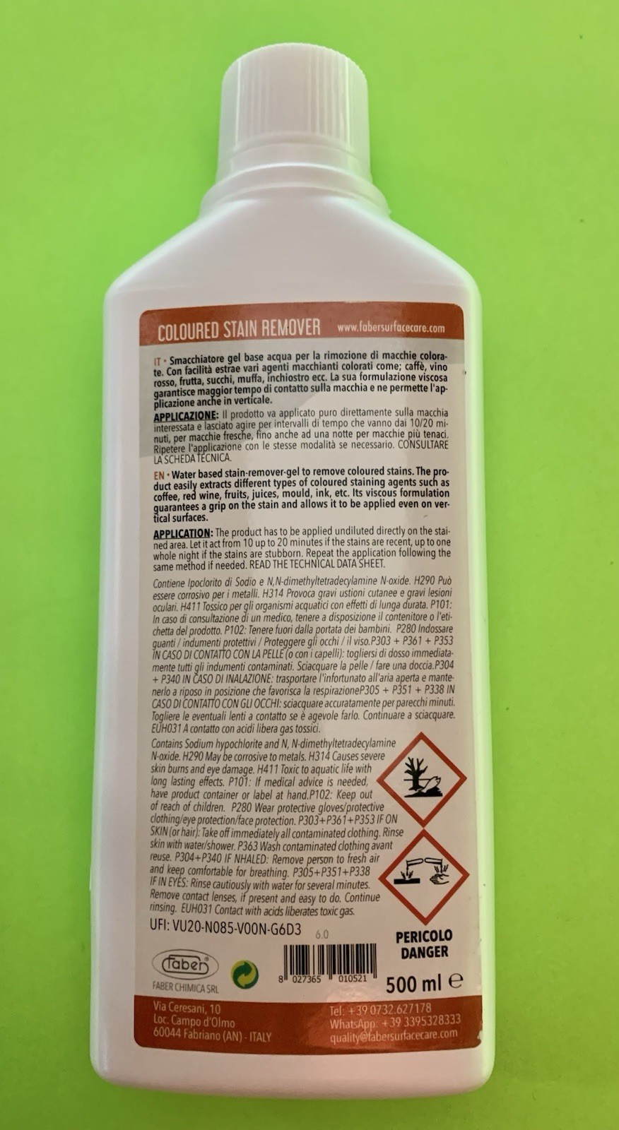 Faber Stain Remover Liquid 500ml Deep Action for Food, Drinks, Inks & More