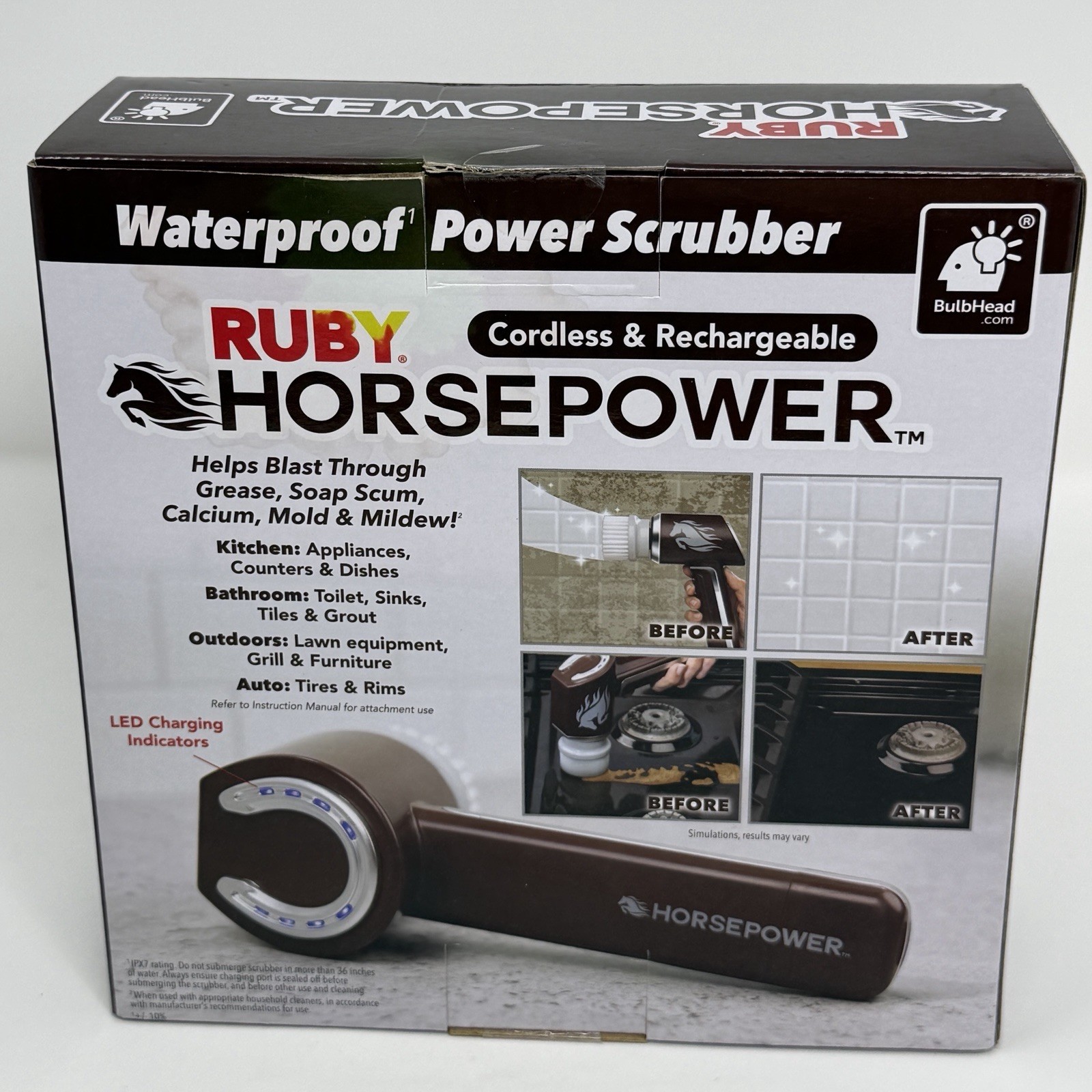 Horsepower Waterproof Power Scrubber Cordless & Rechargeable R1-0524 NIB