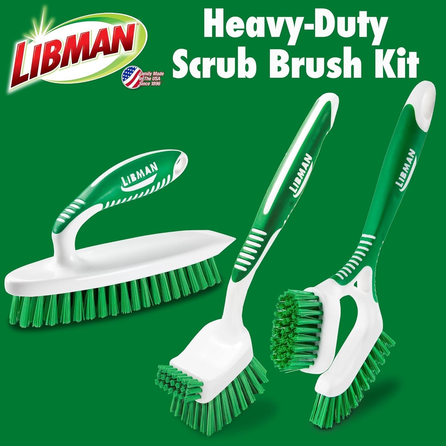 Heavy Duty Scrub Brush Kit – 3 Durable Brushes for Tackle Tough Household Messes