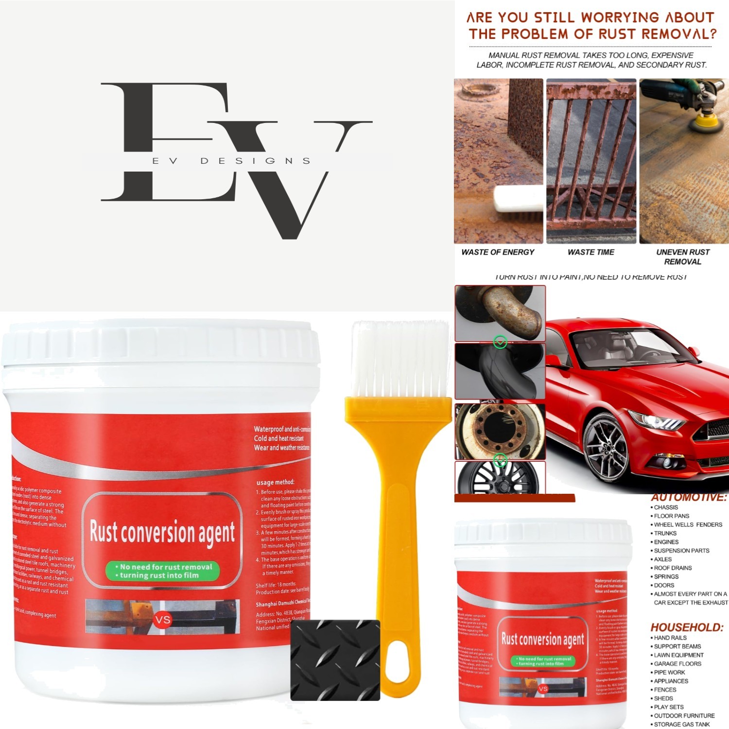Water-Based 300g Rust Removal Converter – Quick & Effective for All Metals