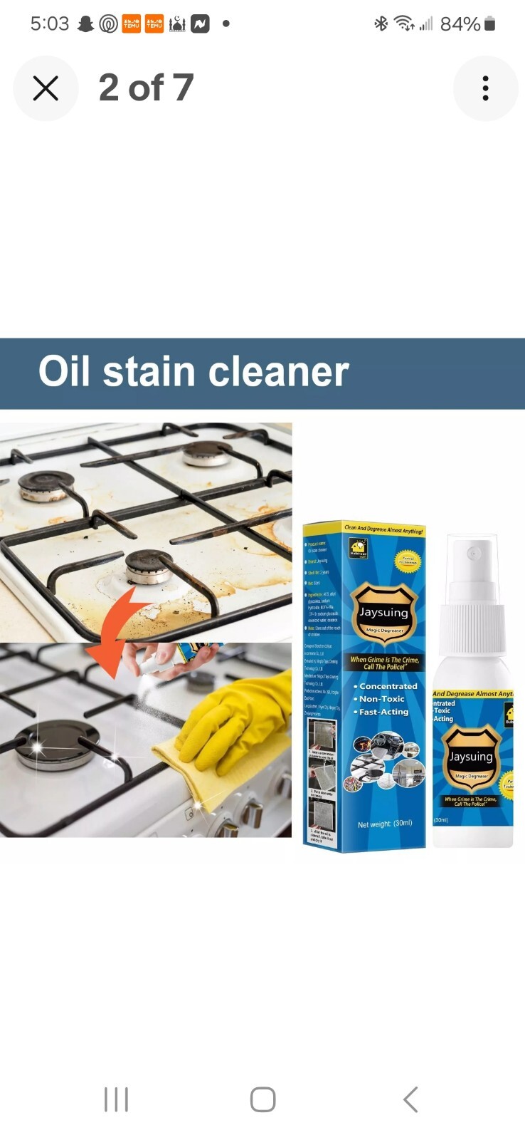 1-3 Pc 30 Ml Magic Degreser Cleaner Spray $3.99