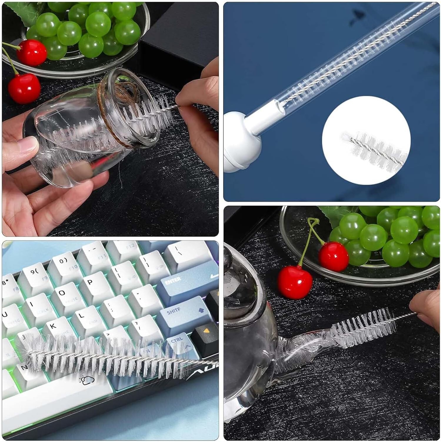 10Pcs Nylon Straw Brush Cleaner Bottle Tube Pipe Small Long Cleaning Set 8inch