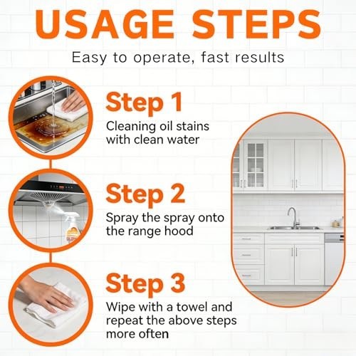 Heavy Duty Kitchen Cleaner Spray – Multi-Purpose Oil Stain Remover 240ml/8.45oz