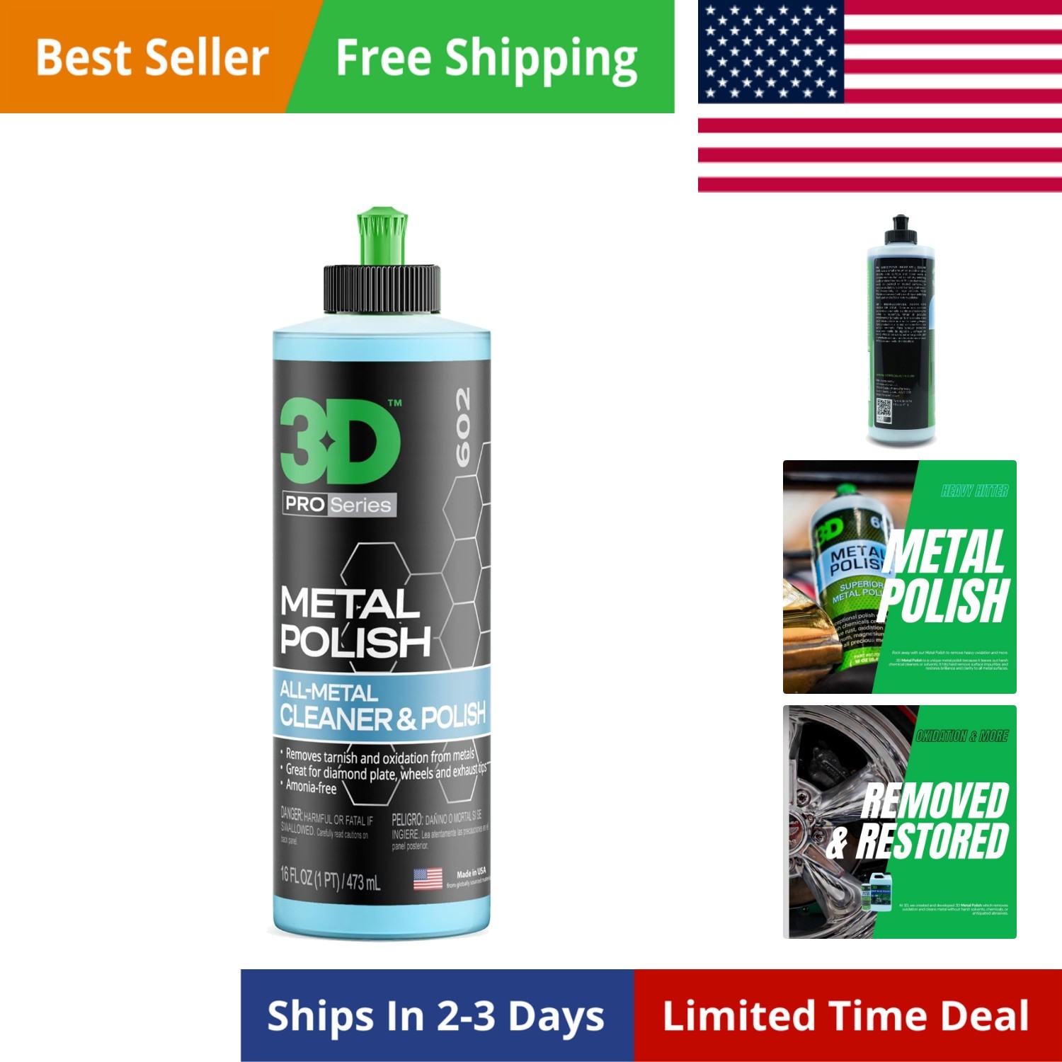 Metal Polish – Heavy Duty Car Metal Polish for Aluminum, Chrome, Brass, Coppe…