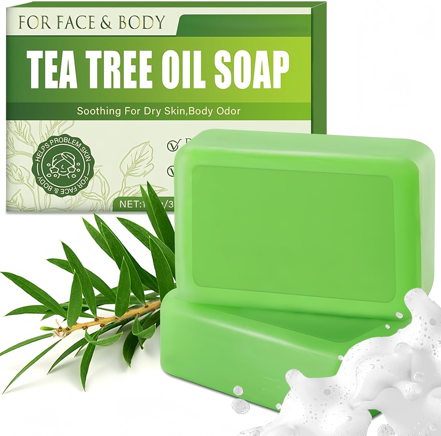 Tea Tree Oil Soap Bar for Face & Body, Natural Tea Tree Soap for