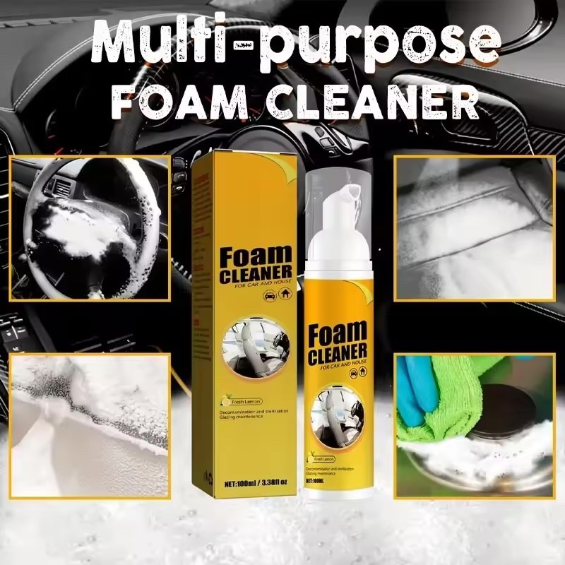 Multipurpose Foam Cleaner Spray, 3 x 100ml for Car Interiors & Household Use