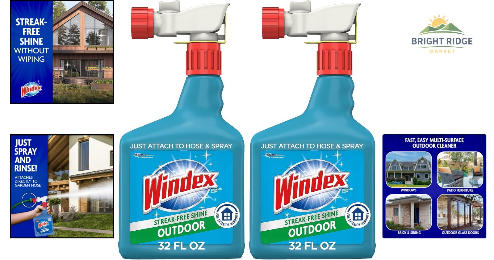 Hose-Compatible Cleaner for Outdoor Windows, Glass, and Painted Surfaces