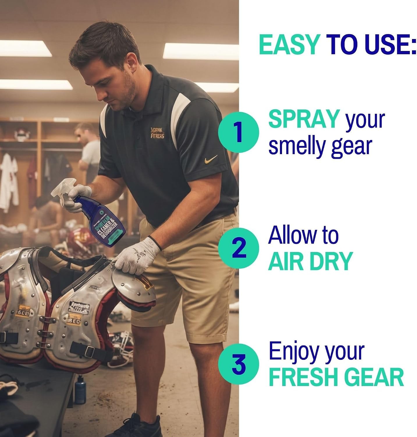 Clean & Freshen Sports Gear – Natural Formula – 3-Pack