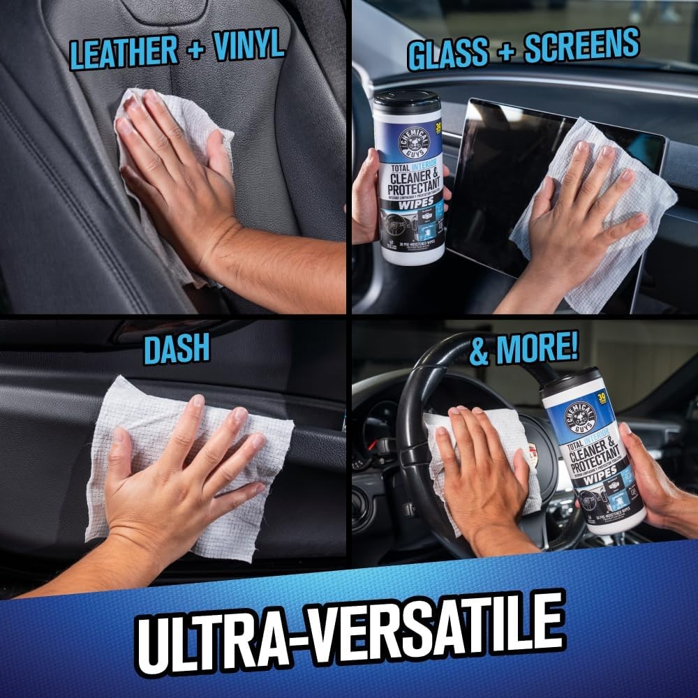 Chemical Guys Total Interior Cleaner & Protectant Canister Wipes, Great for Cars