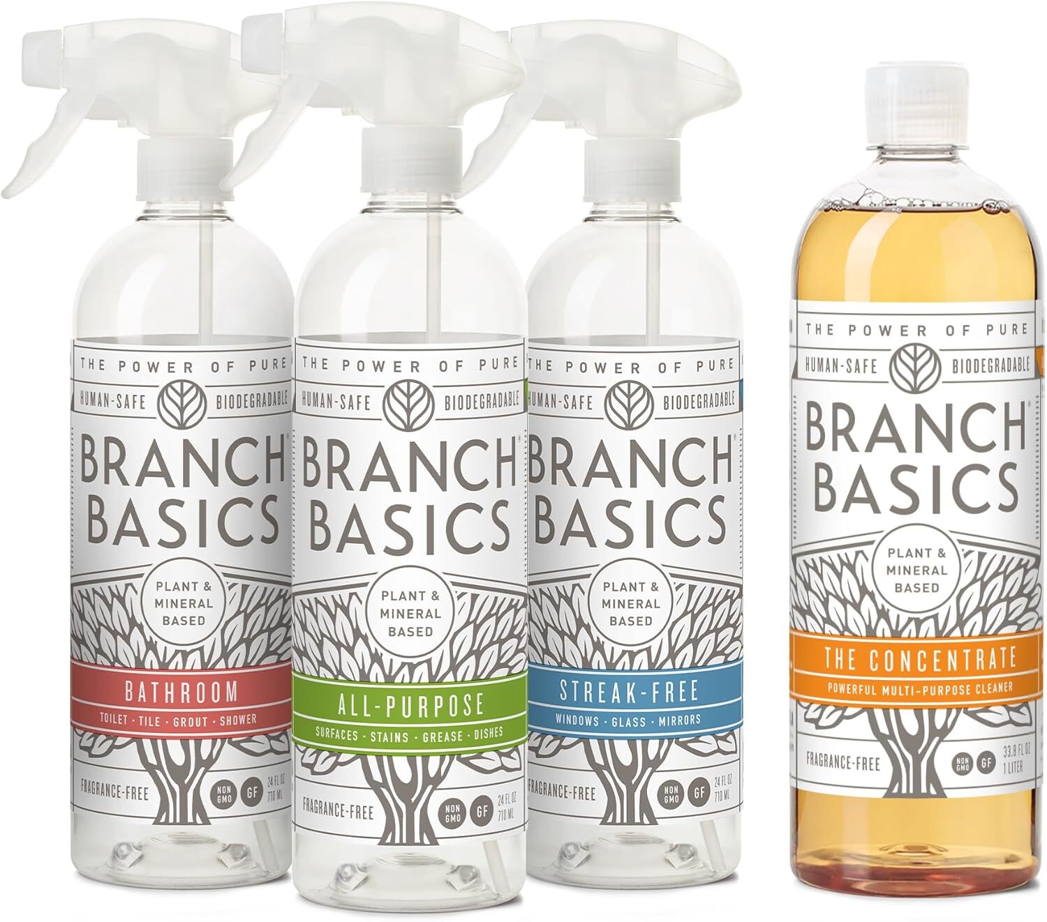 All-purpose spray, glass cleaner and bathroom cleaner