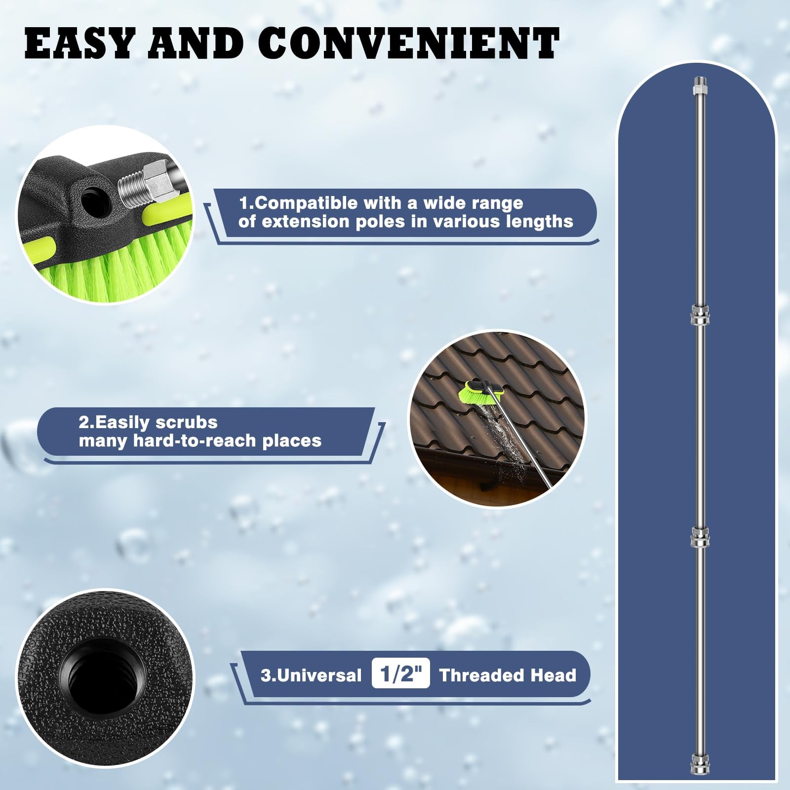 Liqmeivre Car Wash Brush Head 8″, Scrub Brush Attachment for Extension Pole, …