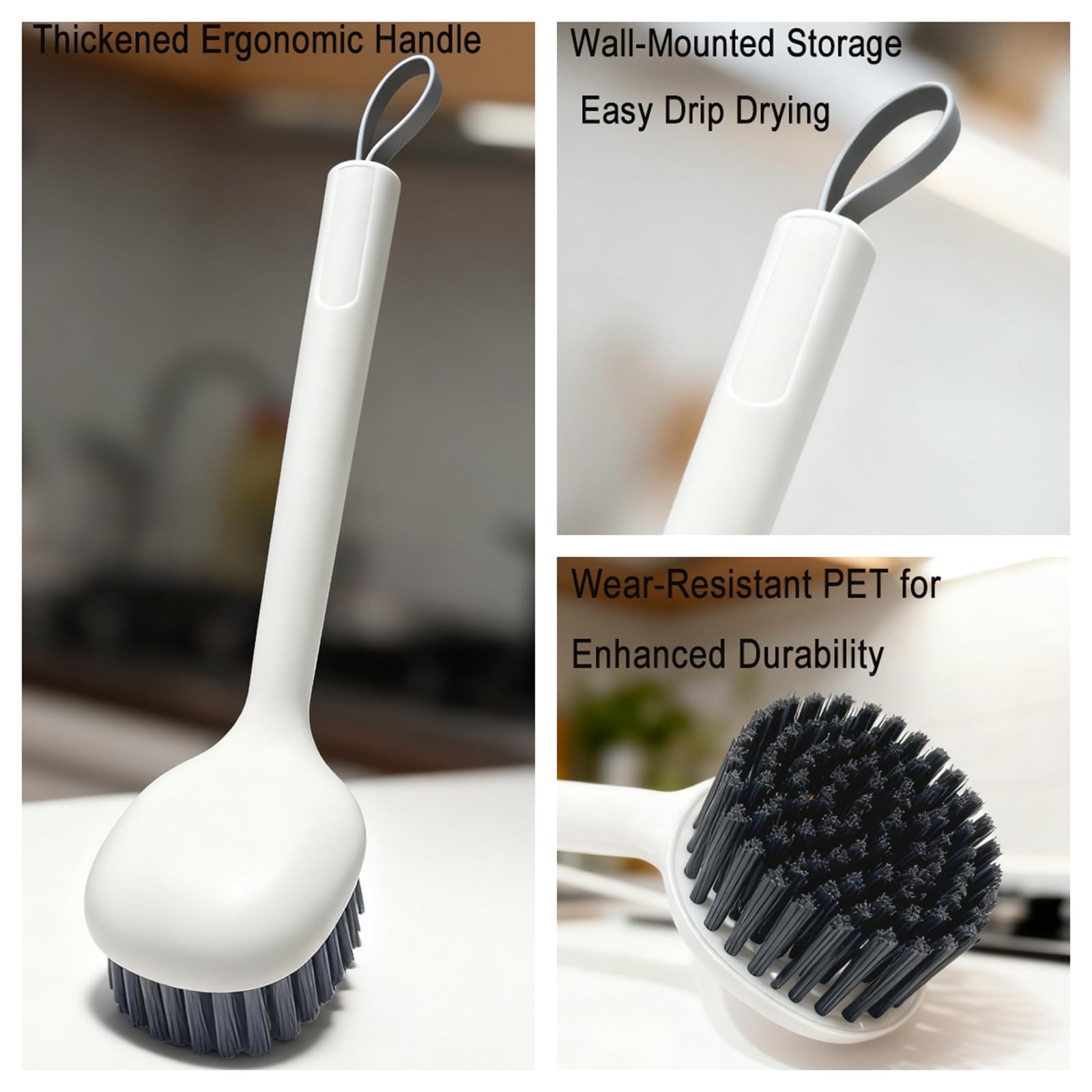 2-Piece Set Handheld Dish Brush with Brass Scrubber and Steel Scraper for Stu…