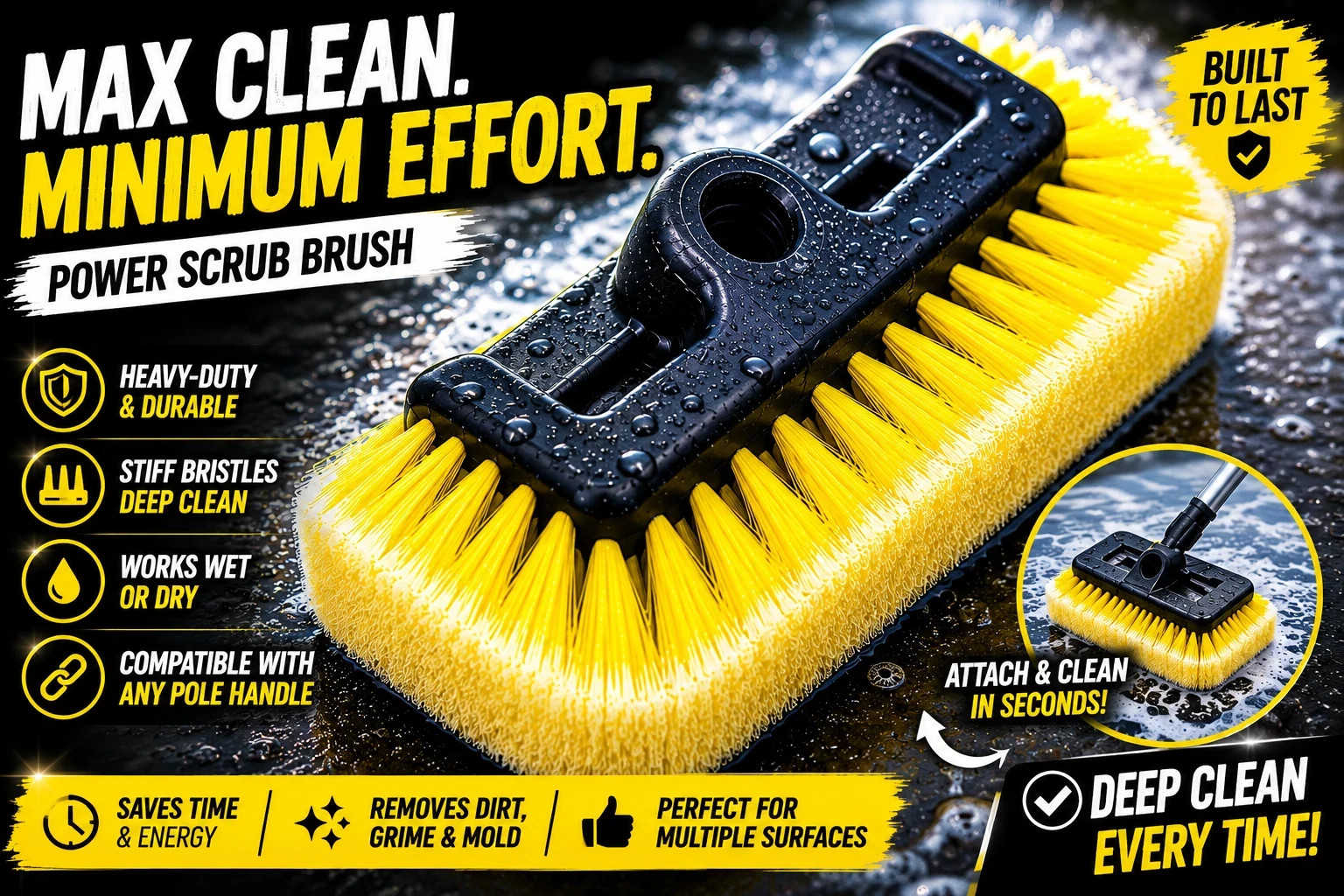 soft bristle car wash brush head- gentle auto cleaning tool