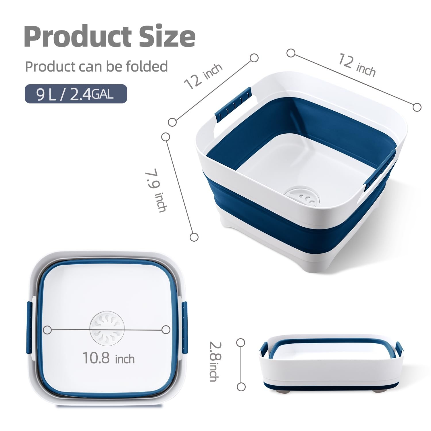 Collapsible Wash Basin for Baby Bottles – 2.4 Gallons Portable Wash Bin for R…
