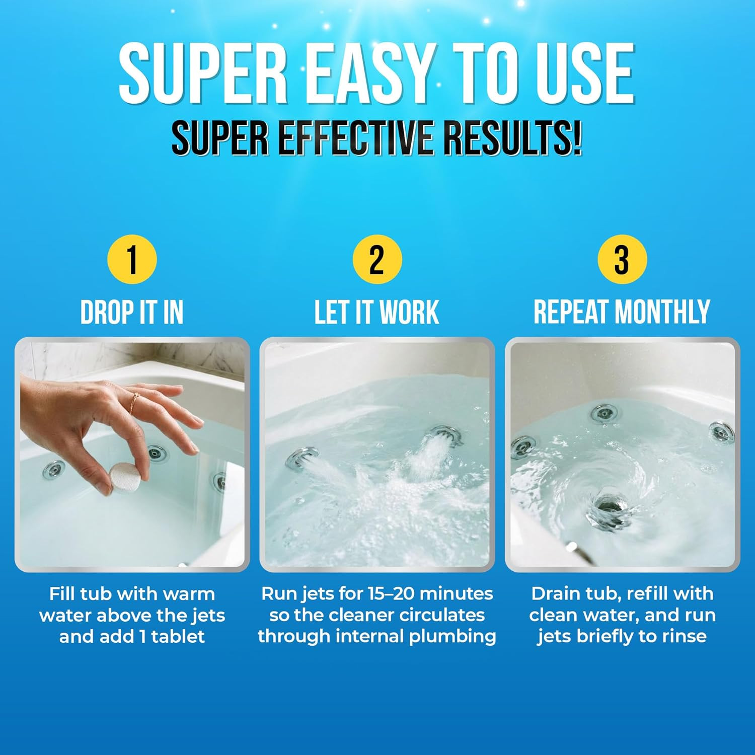 Jetted Tub Cleaner Bathtub Tablets | Compatible with Whirlpool & Spa
