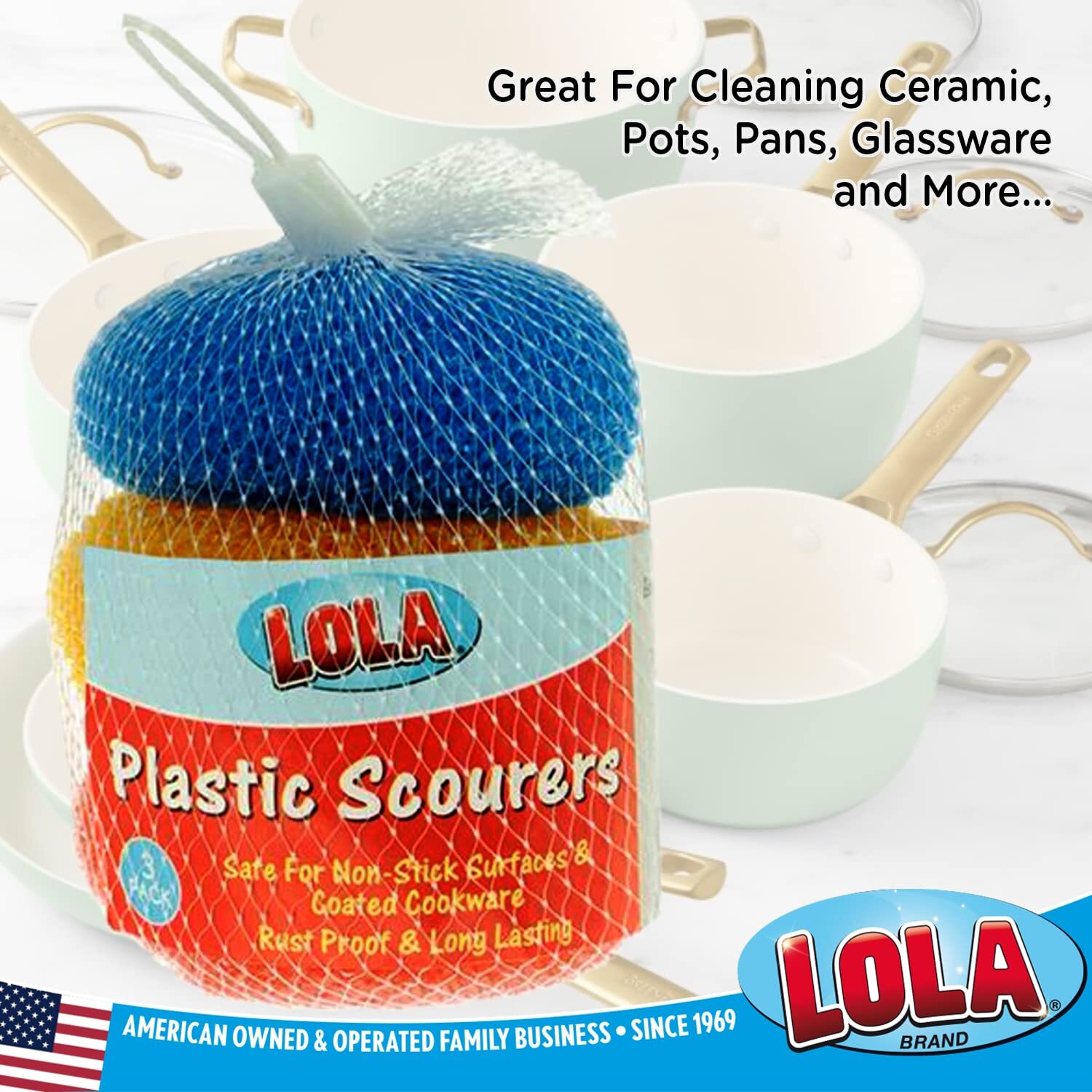 Products Plastic Mesh Scouring Pads 3.375″ X 1.25″ Nonscratch Scrubbers To Clean