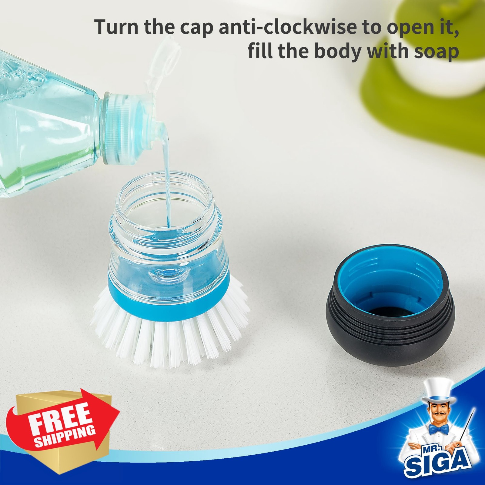 MR.SIGA Soap Dispensing Brush Navy