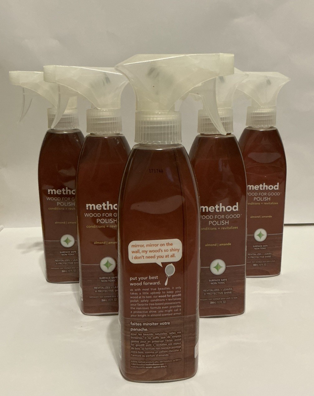 5x Method Wood Polish, Almond, For Wood Surfaces, Furniture and Cabinets, 14 oz
