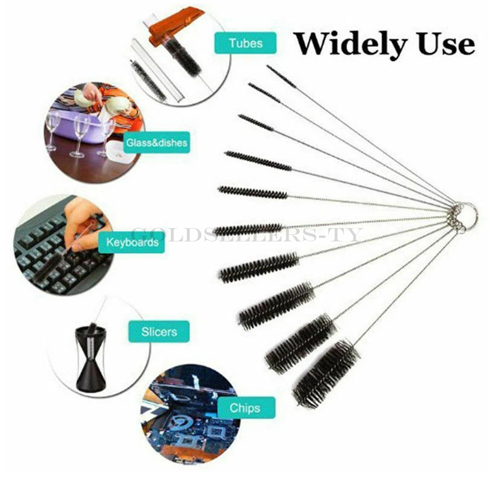 NEW 10PCS Set Nylon Straw Brush Cleaner Bottle Tube Pipe Small Long Cleaning