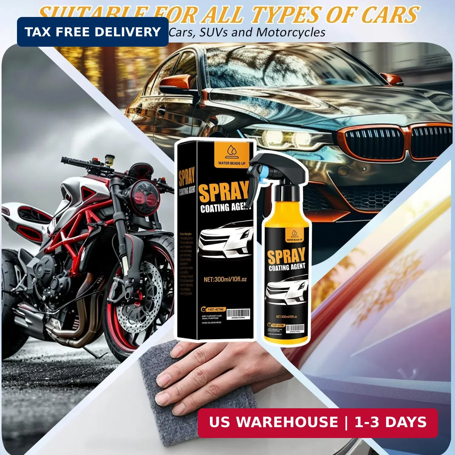 300ml Nano Car Coating Spray Kit, Nano Hydrophobic Ceramic Coating, Auto Paint P