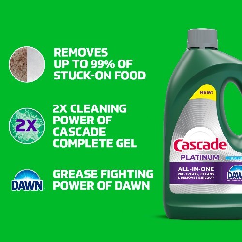 Cascade Lemon Platinum Gel Dishwasher Detergents – 75oz