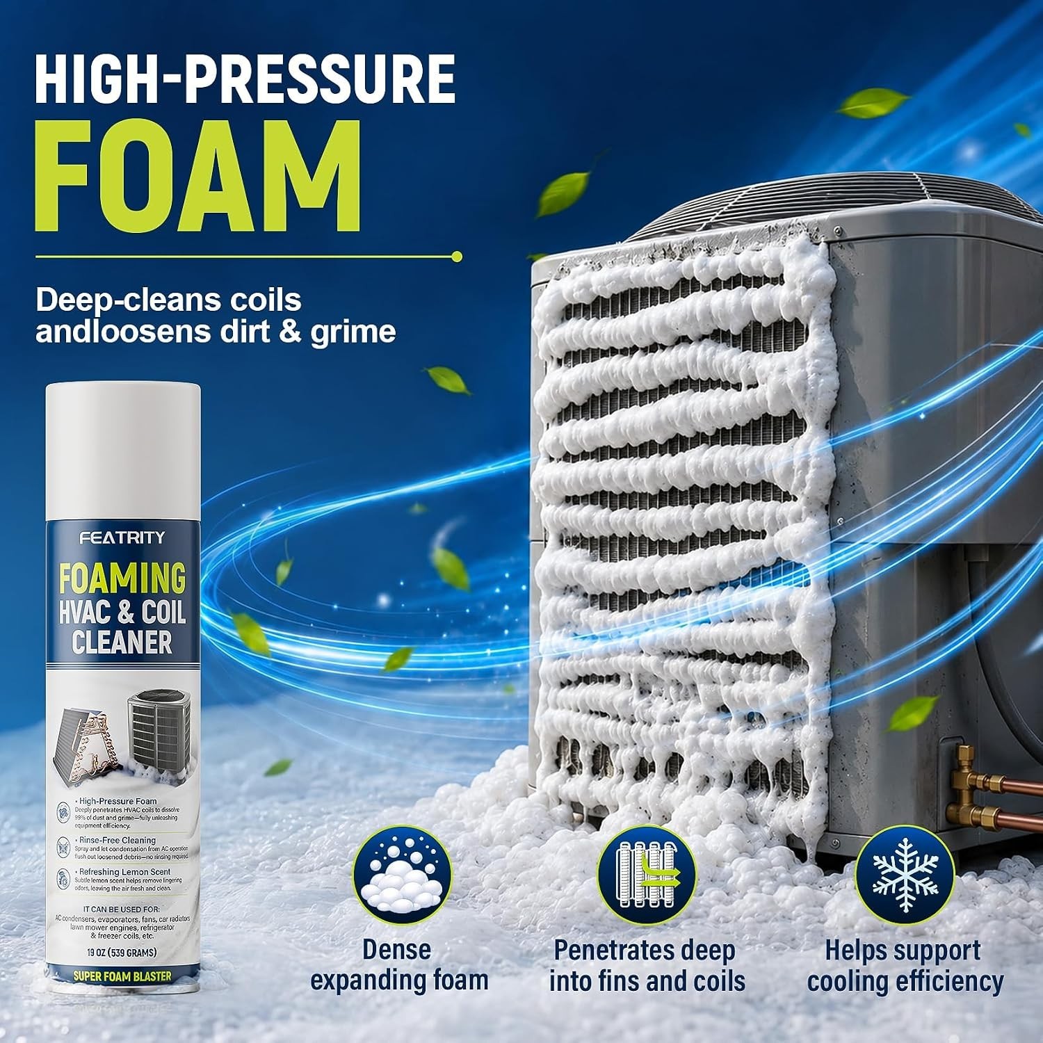 Foaming AC Coil Cleaner: No-Rinse Deep Cleaning Spray for Evaporator and Cond…