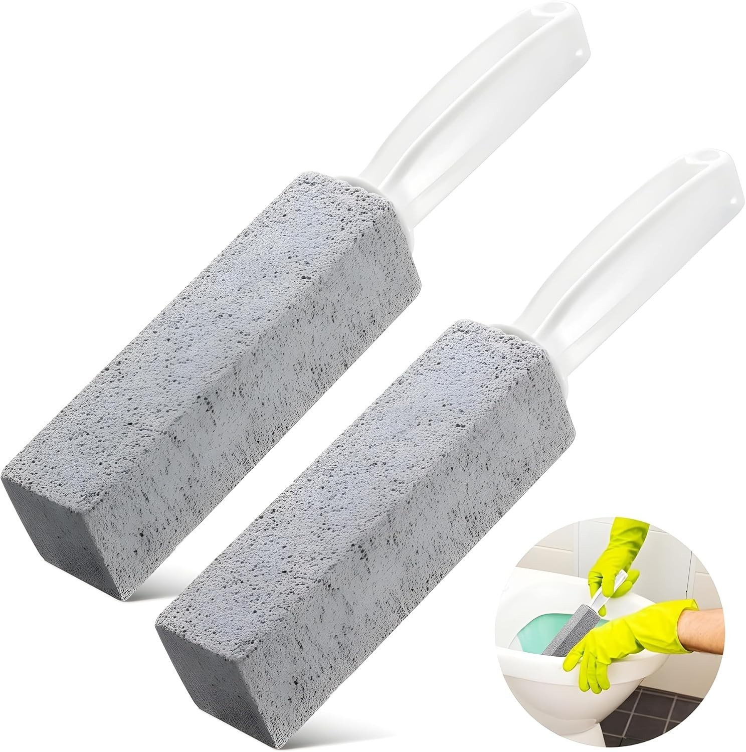 Eco-Friendly 2-Pack Toilet Bowl Pumice Cleaner with Ergonomic Handle – Unscented