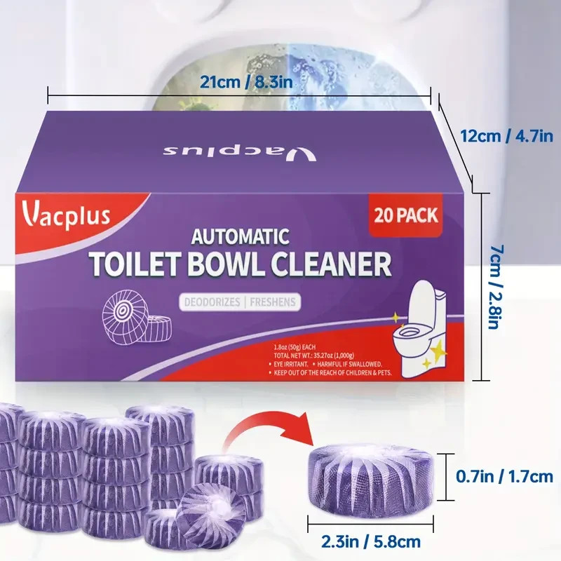 20 Pcs Vacplus Purple Toilet Bowl Cleaner Tablets Effervescent (US SELLER)