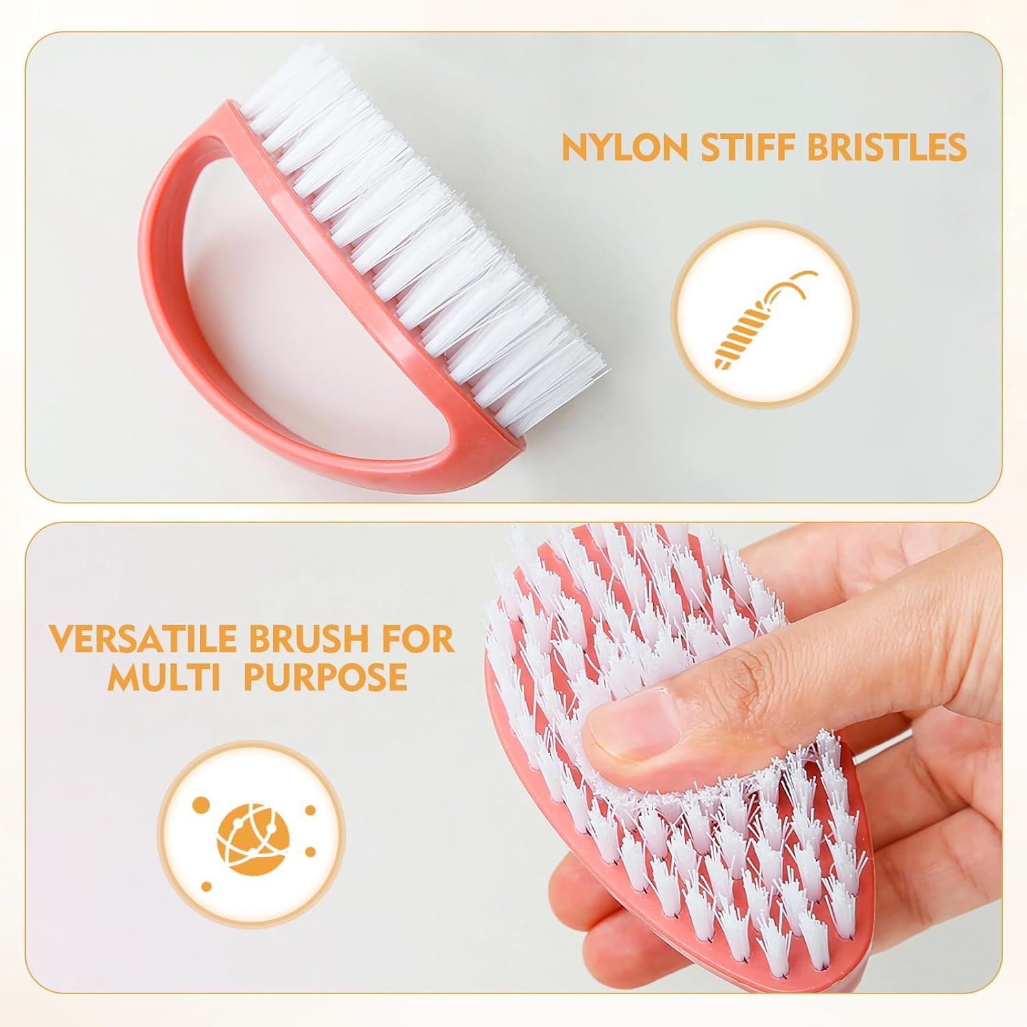 2 Pack Small Scrub Brush Heavy Duty Stiff Nylon Bristles Cleaning Brush