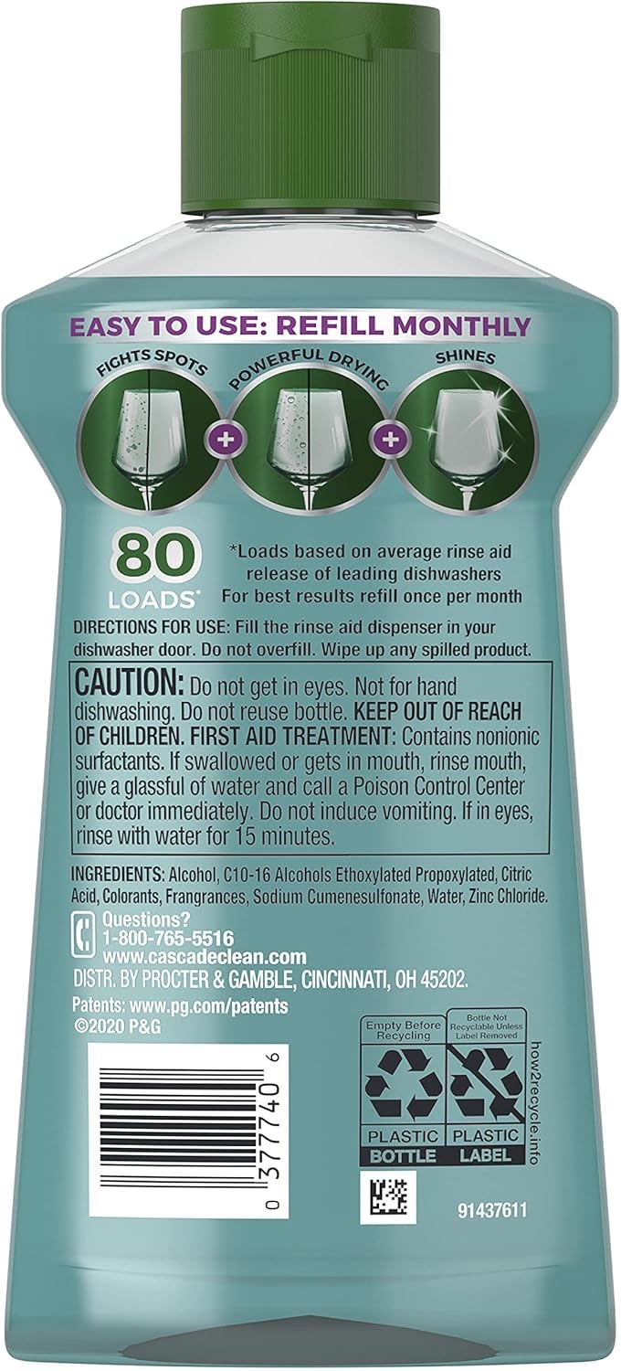 Cascade Power Dry Dishwasher Rinse Aid, 16 fl oz 16 Fl Oz (Pack of 2)
