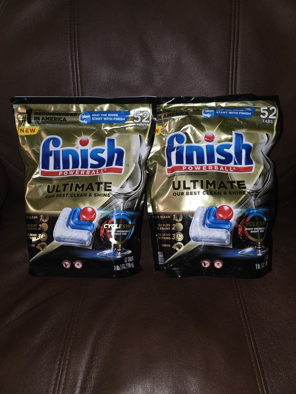 FINISH 2 PACK Powerball ULTIMATE 4 IN 1 Detergent Tabs 52ct