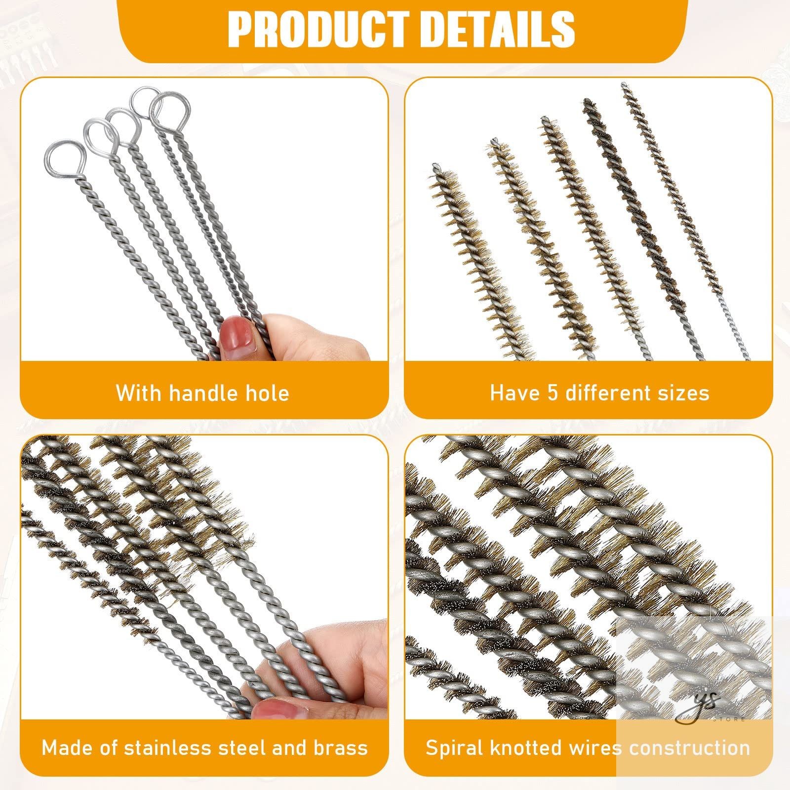 10 Pieces Wire Tube Brushes Bulk for Cleaning Pipe Tube Brass Stainless Steel