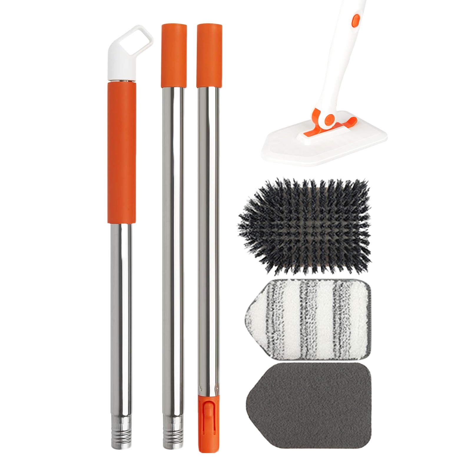 Long Handled Scrub Brush, Cleaning Brushes with 3 Cleaning Heads Clean Brush