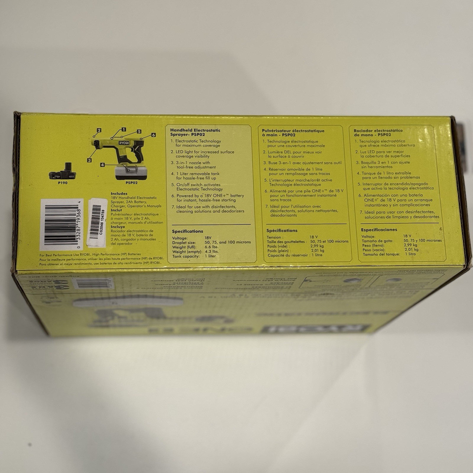Ryobi ONE+ 18V Cordless Handheld ElectroStatic Sprayer Kit + BATTERY & CHARGER