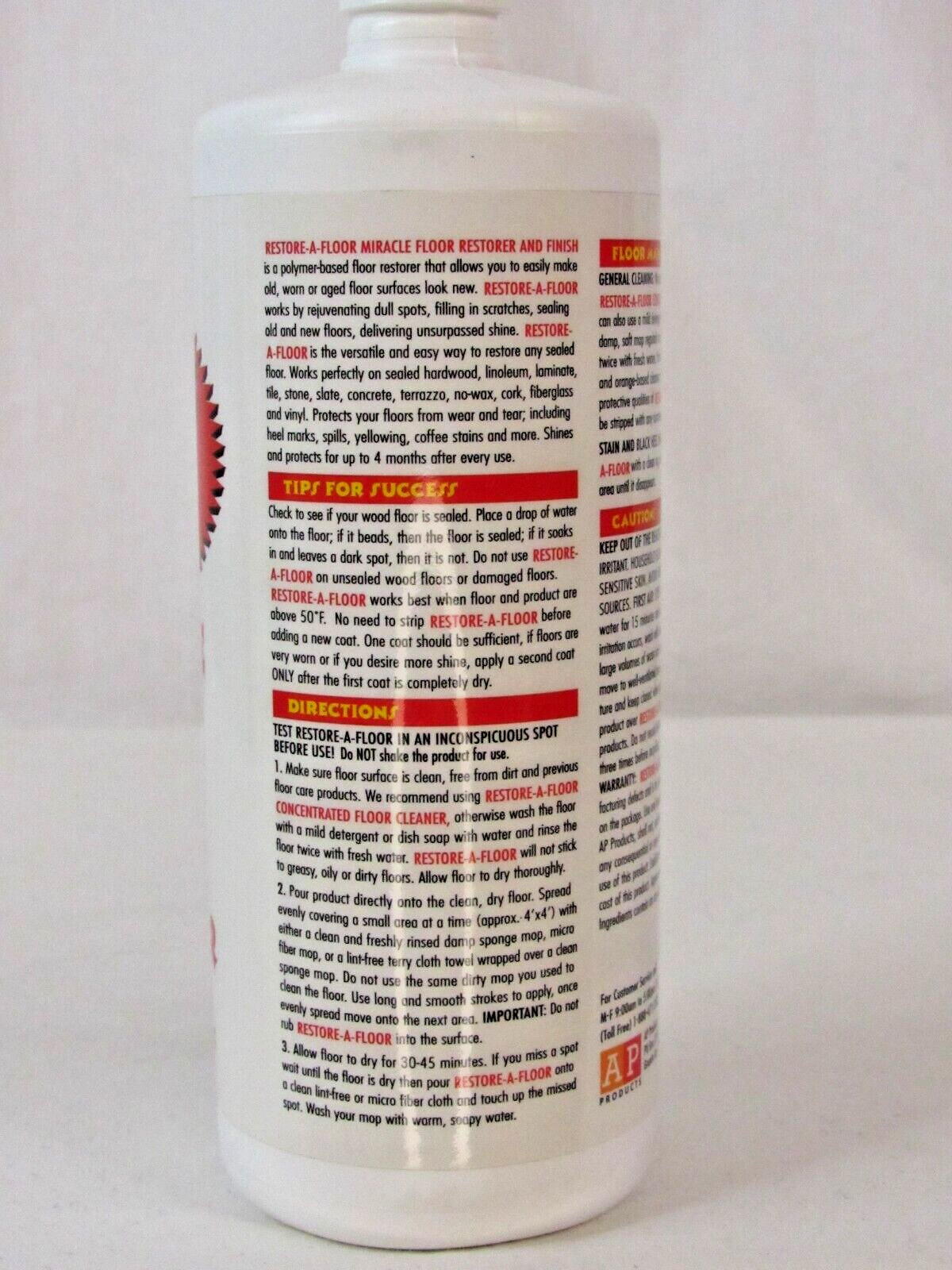 Restore-A-Floor Miracle Finish 32 OZ Wood Polish Hard Wax Stone Tile- New Sealed