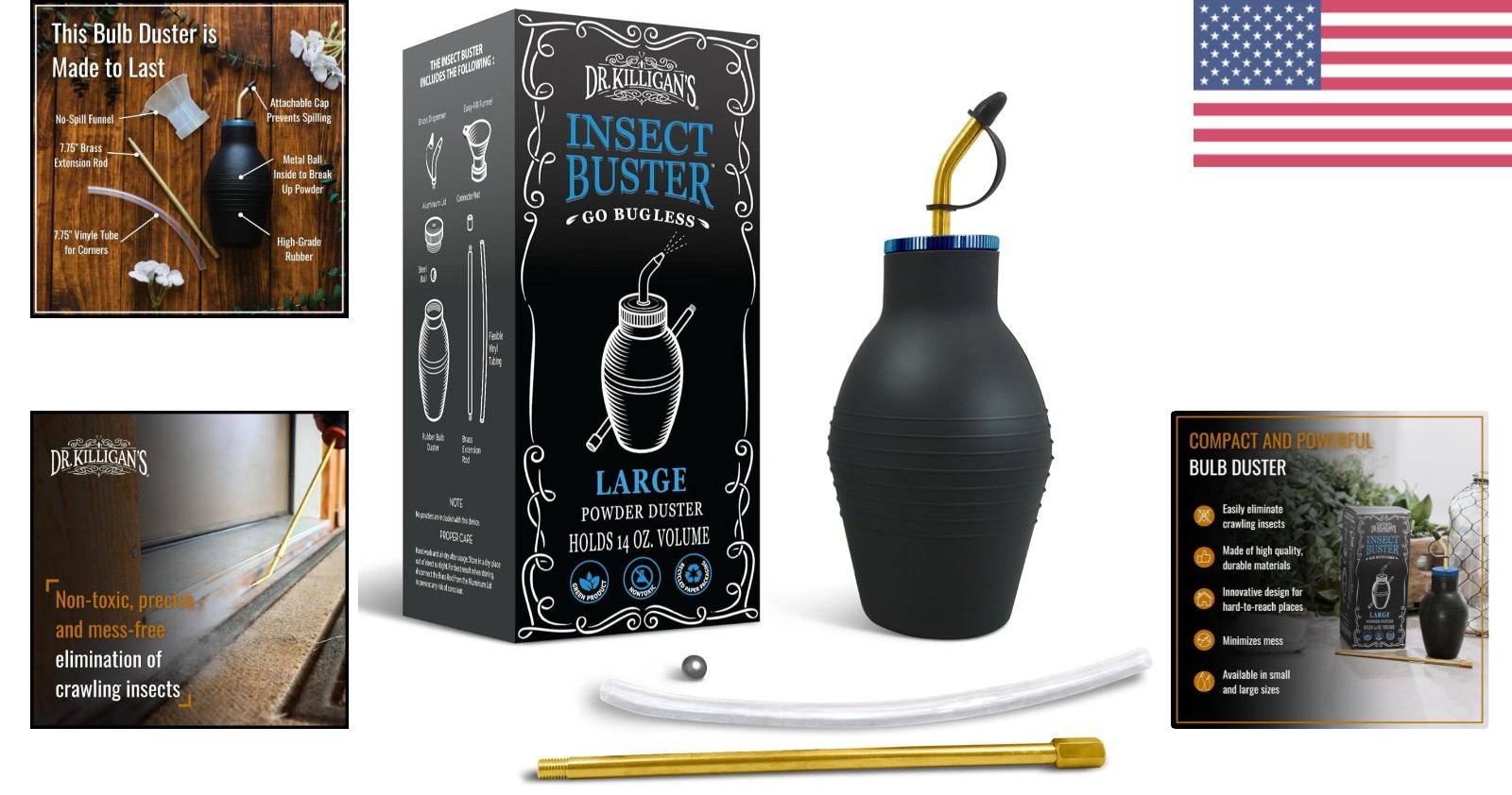 The Insect Buster Bulb Duster 14oz Handheld Sprayer for Diatomaceous Earth