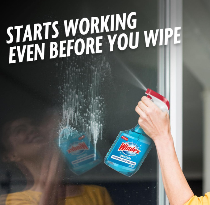 Windex Glass and Window Cleaner Spray Bottle, Packaging Designed to Prevent Leak