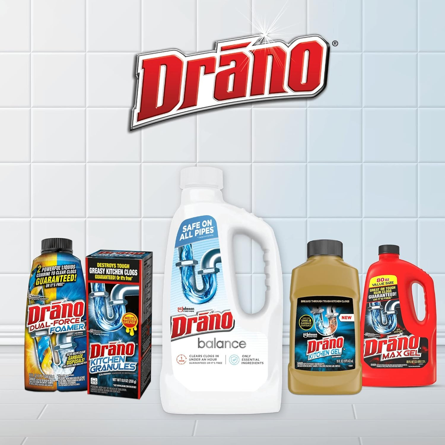 Balance Drain Clog Remover and Cleaner, Non-Corrosive Formula, Safe on All Pipes