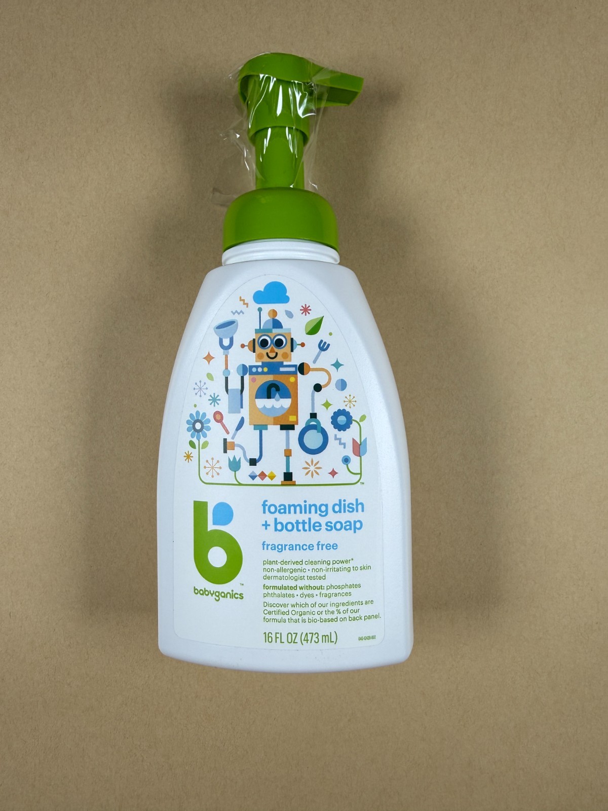 Babyganics Foaming Dish + Bottle Soap, Pump, Fragrance Free, 16Oz – Pack of 4