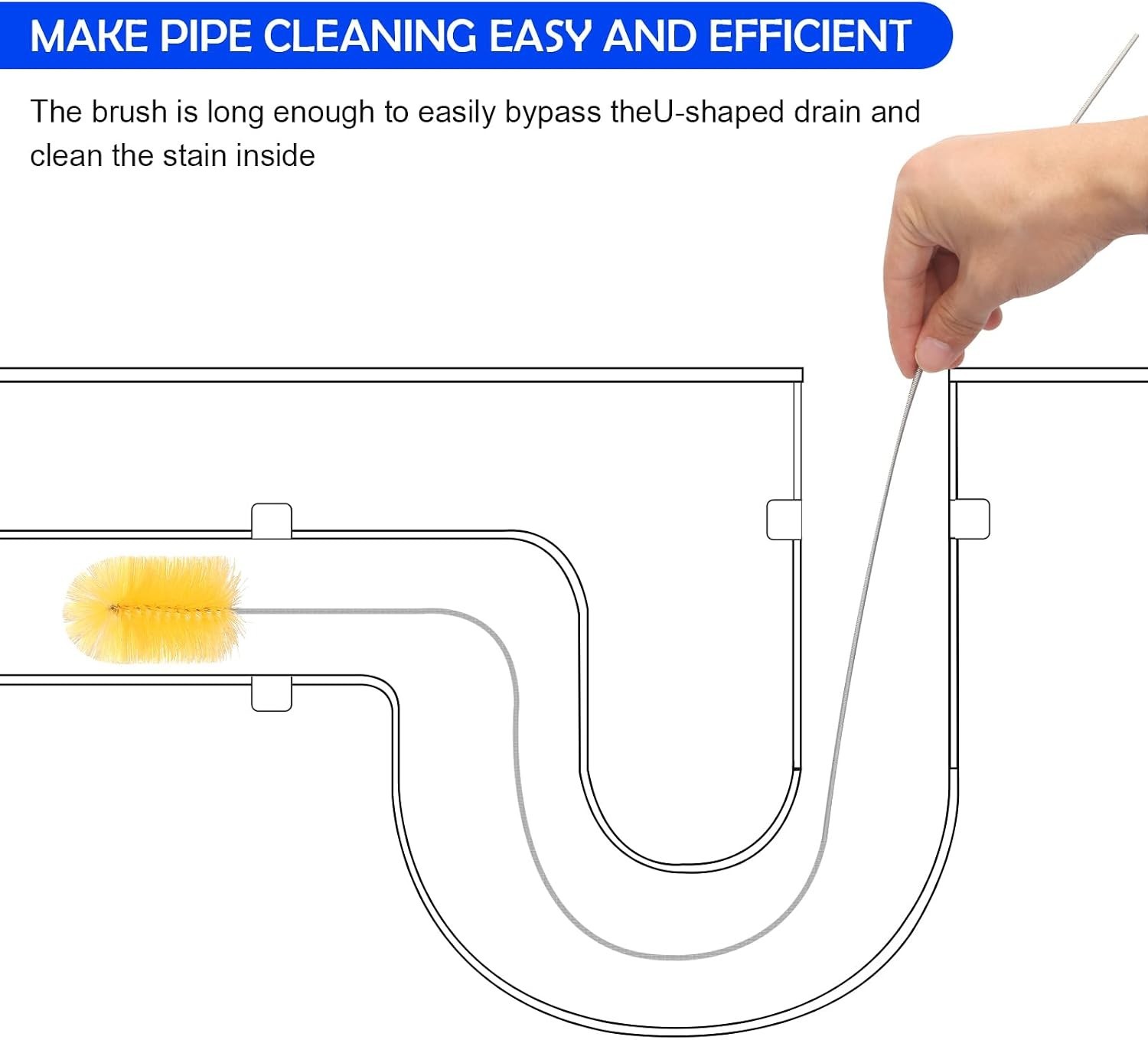 Drain Cleaning Brushes – Flexible & Durable – Yellow