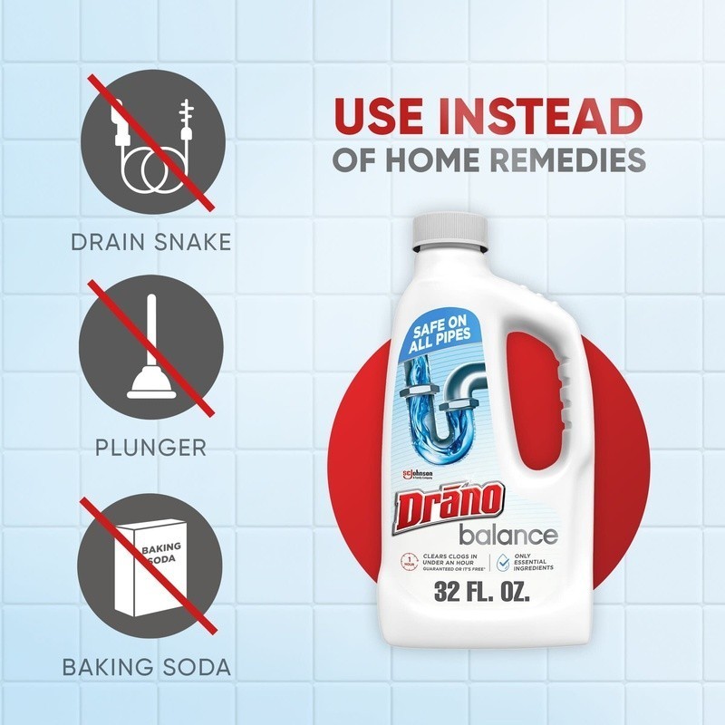 Non-Corrosive Drain Cleaner Gel Unclogs Pipes Fast Odor Removal Safe All Drains