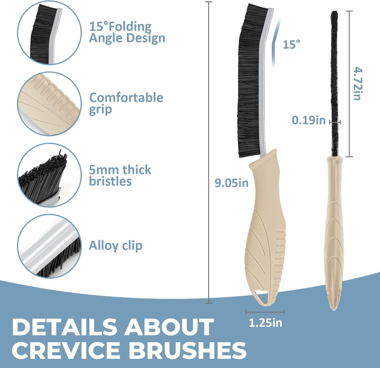 3Pcs Cleaning Brush – Includes Soft Bristle, Hard Crevice, Multifunctional Grout