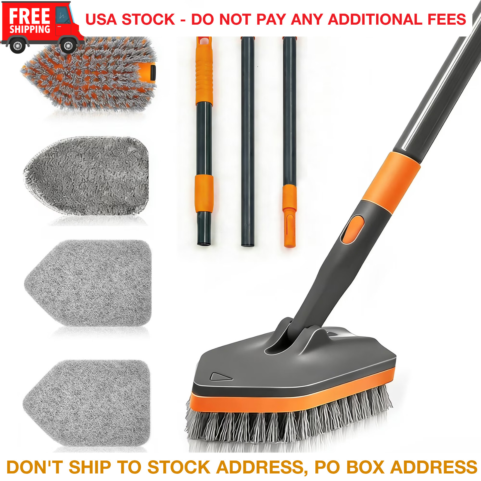 Extendable Tub Tile Scrubber Brush 3 in 1 Long Handle Bathroom Shower Cleaner
